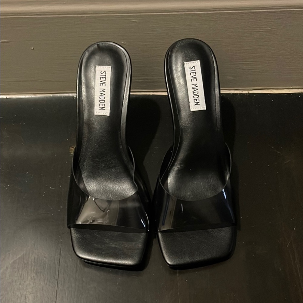 Steve Madden Black Mules with High Heel and Open Toe